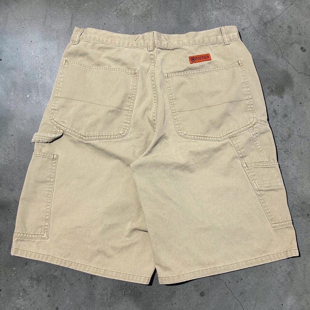 Nautica Jeans Company Carpenter Shorts Tan Khaki Baggy Skater Y2K Size 31
